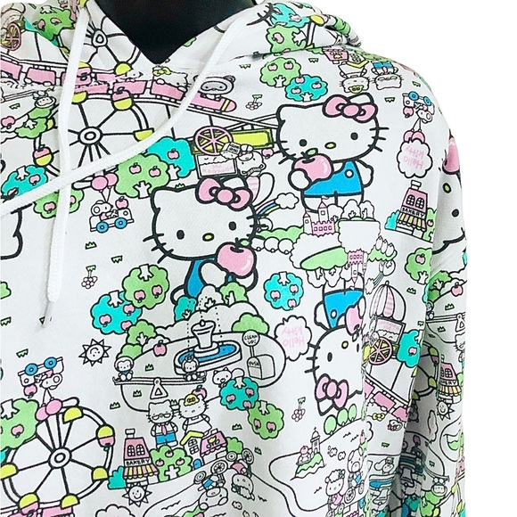 Hello kitty graphic print hello kitty city park monogram cozy hoodie size medium - Picture 10 of 16